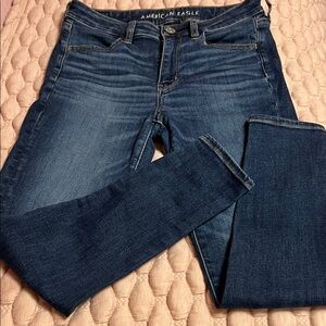 american eagle high rise blue jegging